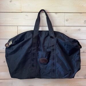 Mulberry Black Nylon Leather Zip Holdall Weekend Carry On Bag Luggage Vintage